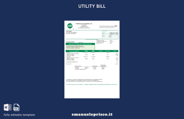 modello di versione della bolletta delle utenze cooperative elettriche di USA Oh